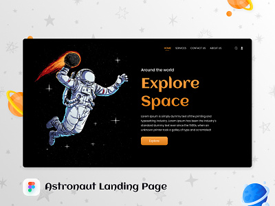 Astronaut Landing Page 2 astronaut clean design exploration landing page minimal space template ui ux