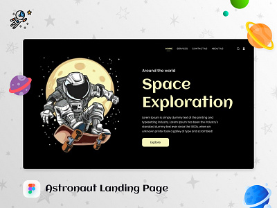 Astronaut Landing Page 3 astronaut clean design exploration landing page minimal space template ui ux