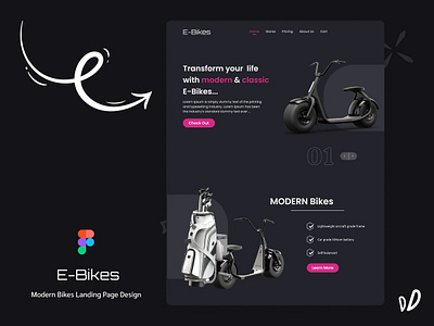 Modern E-Bikes Landing Page Design clean design e bikes ecommerce landing modern page screen template ui ux web