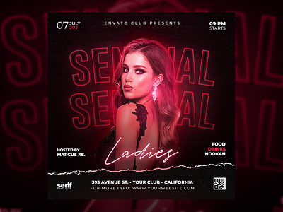 Night Club Party Flyer Template PSD artist club design dj dj night flyer holidays illustration ladies night night club nightclub party flyer party night summer summer party template