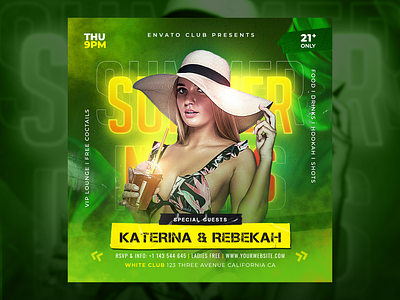 Summer Party Flyer Template PSD artist club design dj flyer illustration night club summer template