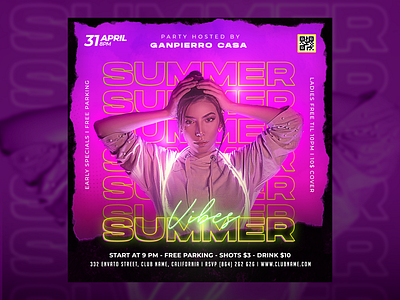 Summer Party Flyer Template PSD artist club design dj flyer ladies night club party flyer summer template weekend