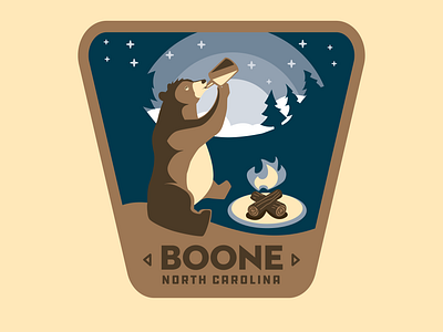 Camp Vibes badge badgedesign bear beer boone branding camping clouds design fire hiking illustration logo mountains north carolina trees vector