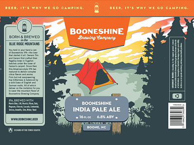 Booneshine Beer Can Label beer blue ridge parkway camping can clouds hiking ipa label lantern mountains tent trees