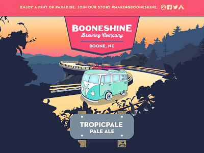 Booneshine Tropicpale Beer Can beer blue ridge parkway camping can golden hour lantern mountains pale ale surfing van