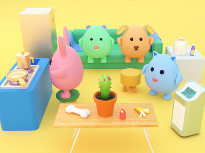 Good day for little monsters c4d illustration ui vector 卡通形象