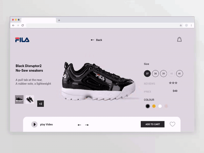 Shoe Website interaction