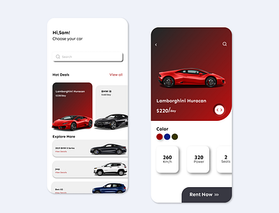 Rental Car App design app branding dailyui design figma figmadesign mobile moblieapp ui ux