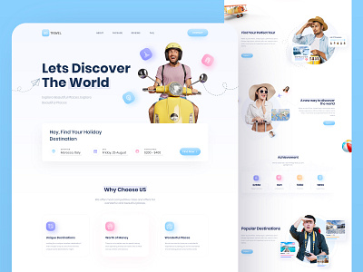 Go - Travel Landing Page Design design illustration landing page design landingpage minimal modern design tour tourism tourist tours travel travel agency travelling uiux ux web webdesign