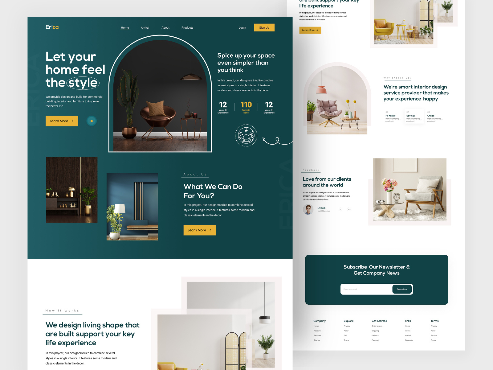 Interior design agency website by Suzauddoula Bappy on Dribbble