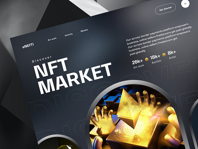 NFT Marketplace Website Design Concept cryptowebsite darkui design landing page design landingpage minimal modern design nft nftappui nftlandingpagedesign nftmarketplace nftuidesign nftwebdesign trendywebdesign ui uidesigner uiuxdesign webappdesign webdesign webui