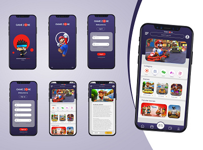 Gaming store Mobile App Screens adobe colour design illustrator mockup photoshop ui