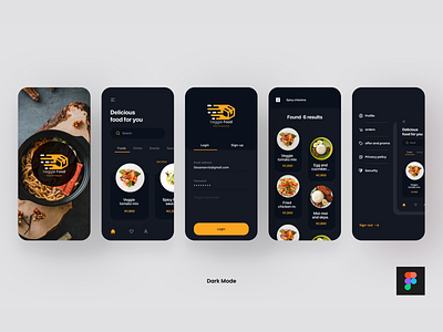Food Delivery app In Dark mode