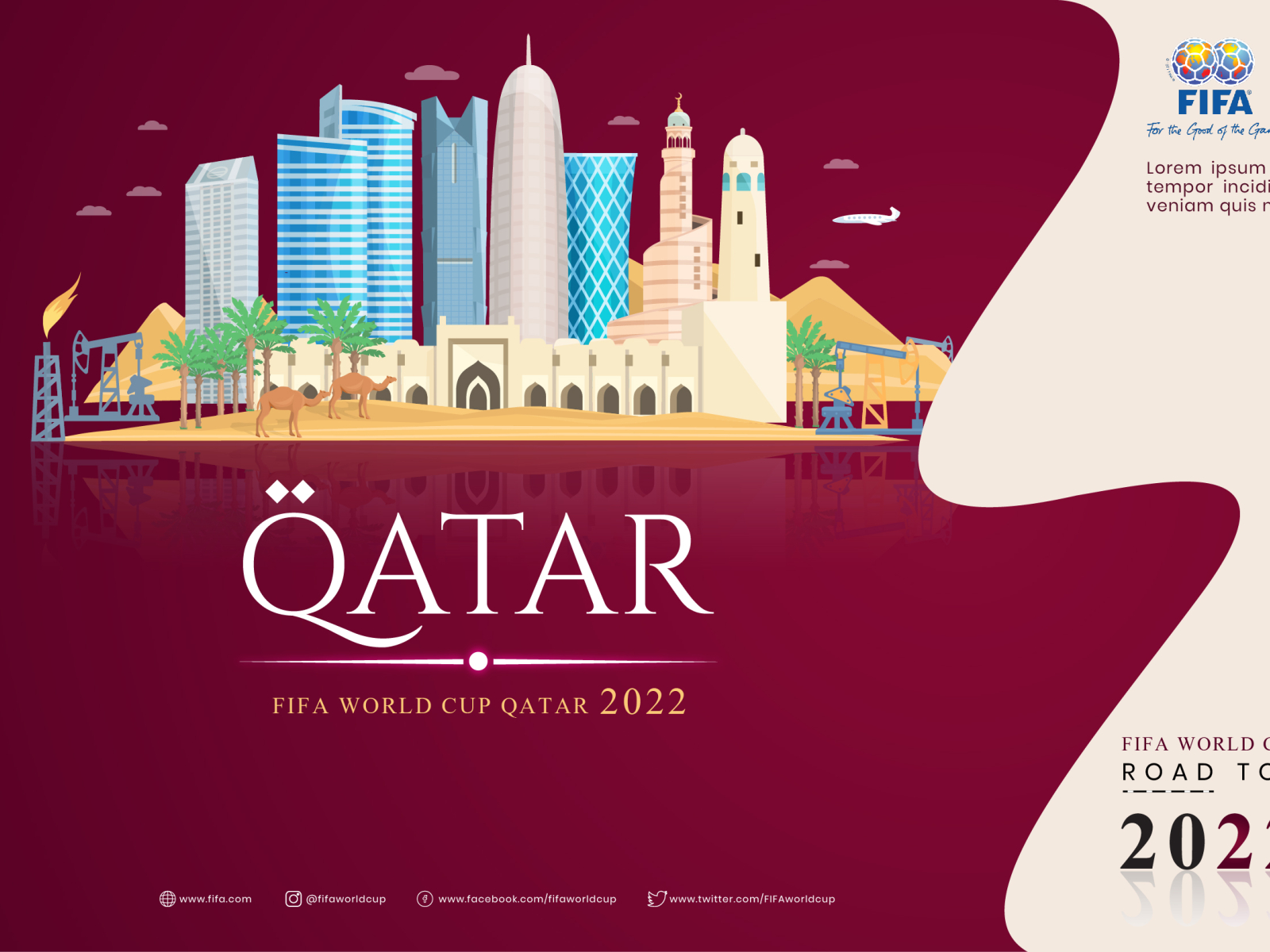 Fifa World Cup Poster 2022 arabic design creative design creative poster fifa football illustration minimalist design poster qatar vector