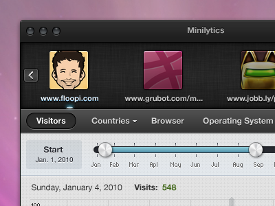 Minilytics for Mac app avatars dark mac slider ui