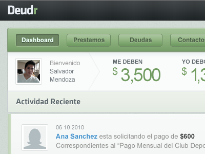 Deudr app green ui web