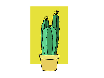 Cactus in a pot. Home plant, gardening. Vector stock illustratio