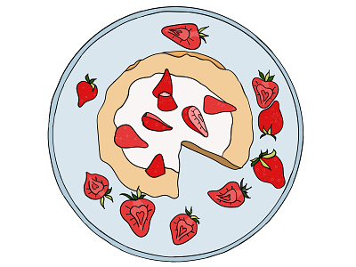 Organic healthy pancakes with yogurt and strawberries design food illustration pancake strawberry yogurt
