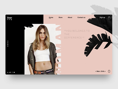 Hanger Log Modern Website✨ black clothes design ecommerce flat gray minimal online shopping online store pink shop typography ui ux web website