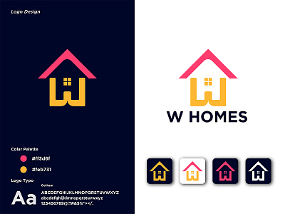 W Letter Home Logo brand identity branding logo corporate identity it service logo design logo designer logos w letter home logo