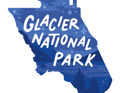 Illustrated Glacier National Park Sticker design glacier illustration lake montana mountains national park nature outdoors public land recreation travel wildlife