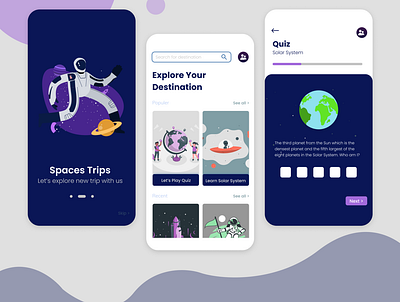 Spaces Trips App app design flat ui ux