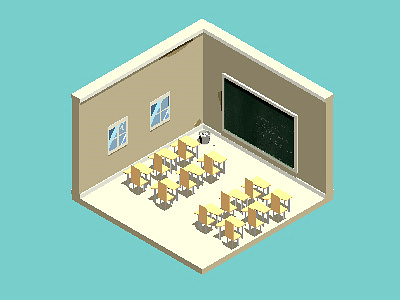 Back to School time 3d pixel school