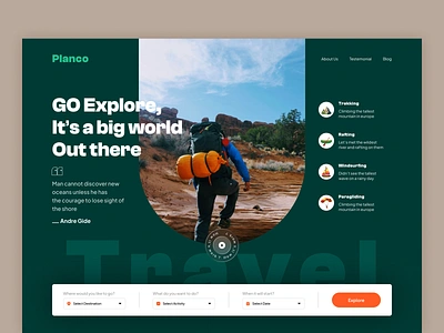 Travel Agency Landing Page explore landing page minimal nature travel ui uiux ux webdesign website