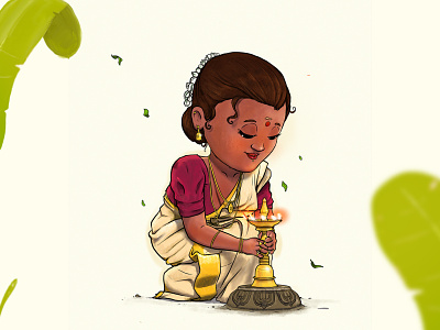 Onam: Aisha Chechi Illustration art artdirection brown charcater charcaterdesign cute design illustration india kerala onam