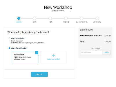 Workshop UI app cart dashboard ui