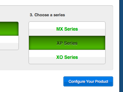 Product Configurator blue buttons css3 green grey