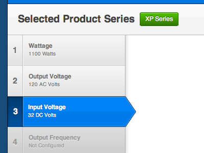 Product Configurator arrow blue grey navigation