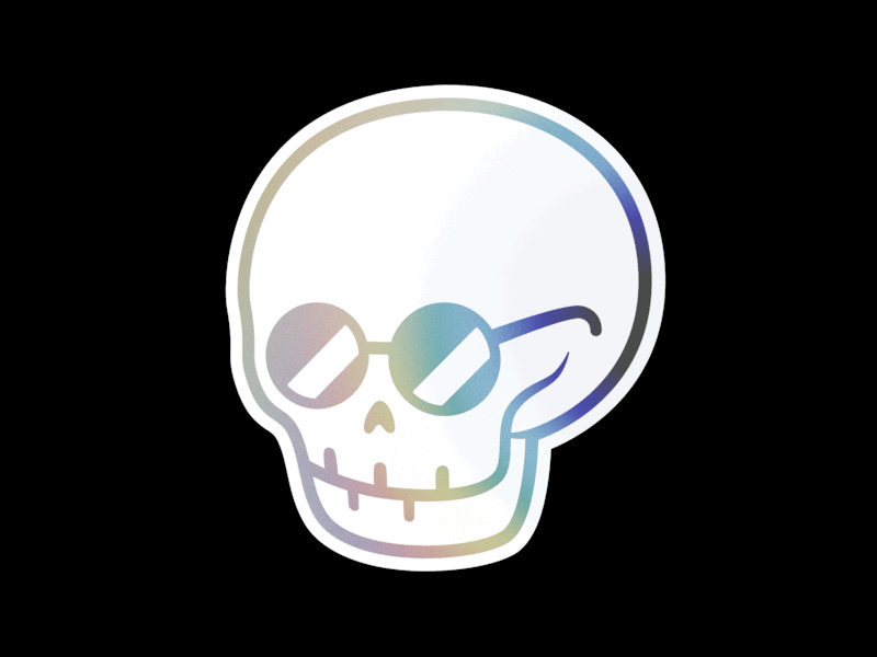 Holo Skull animation b3d blender blender3d eevee holo holographic illustration skull sticker stickermule sunglasses
