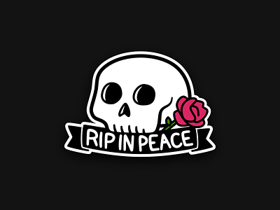 RIP in Peace! illustration meme peace rip rose skull sticker sticker mule