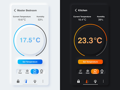 Soft UI Design (Neumorphic Thermostat) 2020 trend dark theme dark ui design figma illustration interface interface design minimal minimalist neumorphism ui ui trend