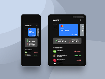 Wallet App Concept - Folding Screen app bank bank app banking bankingapp figma fold folding screen galaxy fold interface moblie ui uiux wallet wallet app walletapp