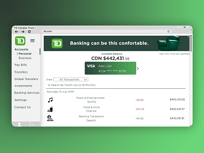 TD Bank Website Design Concept bank branding design icon interface interface design photoshop ui ux website