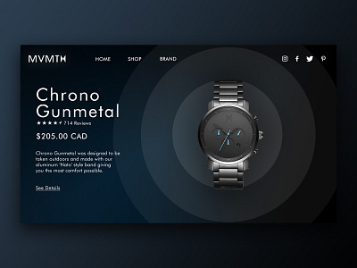 MVMT Watches Concept Design branding dark design gradient gradients icon interface interface design minimal minimalist photoshop shop shopping store ui ux watch watches web website