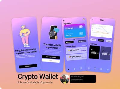 Crypto Wallet App Design 100daysofdesign app bitcoin blockchain cryptocurrency design dogecoin illustration paypal product typography ui uiux ux uxui wallet web2 web3
