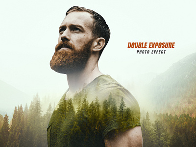 Double exposure PSD photo effect template