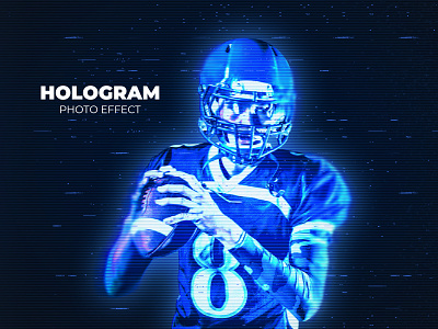 Futuristic Holographic Photo Effect PSD Template hologram neon psd effect