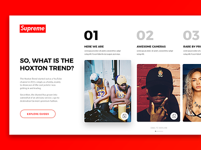 • Street wear UI element • cards design guides interaction red streetwear style supreme ui ux visual web