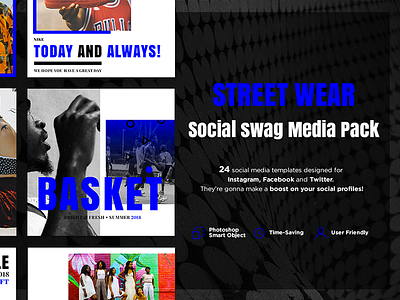 • Street Wear Social Swag Media Pack • banners blogger design facebook instagram kit pack roots social social media templates twitter