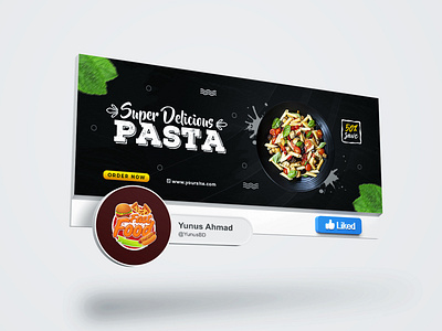 Delicious food menu and restaurant social media banner and cove