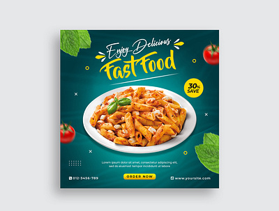 Food social media promotion and Instagram post design template banner menu