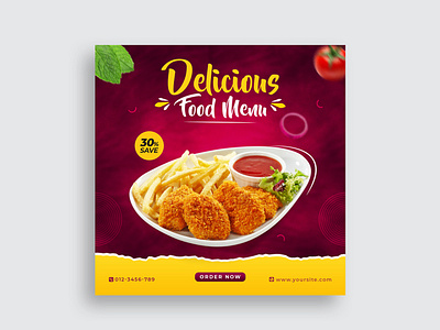 Food social media promotion and Instagram post design template