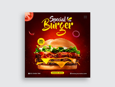 Fast Food Instagram Post Template banner menu