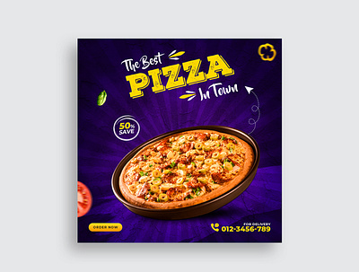 Food social media promotion and Instagram post design template banner menu