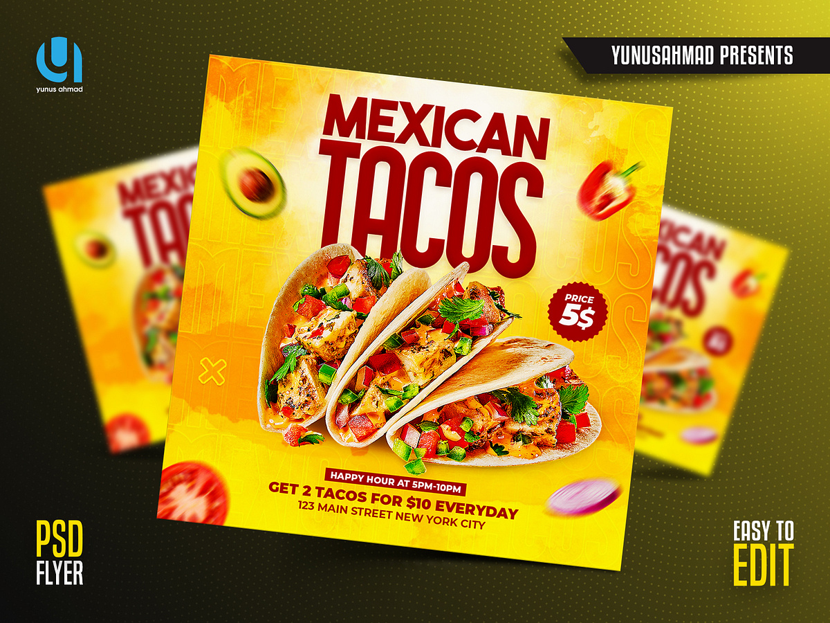 Tacos Flyer designs, themes, templates and downloadable graphic ...