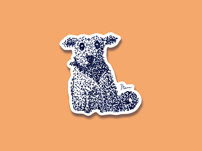 Pointillism Dog Sticker -  Nala